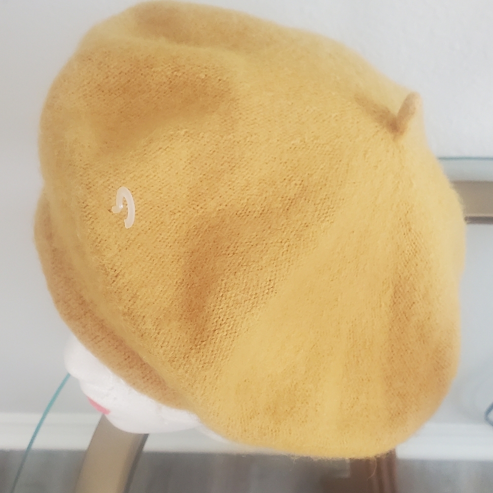 Beret Hat Classic French Stile Color Yellow - Picture 5 of 8